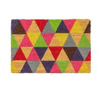 Ckb Ltd Colourful Triangles Novelty Doormat Geometric Natural Coir Welcome Mat With Non Slip Pvc Backing Indoor Outdoor 60 X 40Cm