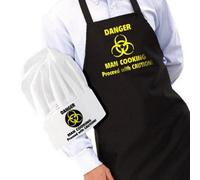 CKB LTD Danger Man Cooking Quote Kitchen Bbq Apron And Hat Gift Set