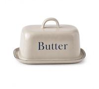 CKB LTD Enamel Butter Dish with Lid - Traditional Butter Storage Container, Farmhouse Kitchen Accessory, Vintage Country Style Butter Keeper 18.5cm x 13.5cm x 8cm (Truffle Grey)