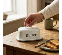 Ckb Ltd Enamel Butter Dish With Lid Traditional Vintage Country Style Butter Storage Container Farmhouse Kitchen Accessory White