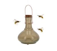 CKB Ltd Extra Large Wasp Trap Catcher - Glass Honey Pot Bulbous Bottle Design With Metal Hanger (Grey)