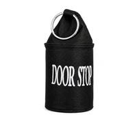 CKB LTD Fabric Door Stopper - Heavy 2.5kg Weighted Interior Decorative Door Stop - Non-Scratch Floor Door Holder for Home, Office Carpet & Hard Floors (Black Barrel)