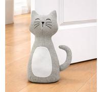 CKB LTD Fabric Door Stopper - Heavy Weighted Interior Decorative Door Stop - Non-Scratch Floor Door Holder for Home, Office Carpet & Hard Floors (Grey Cat)