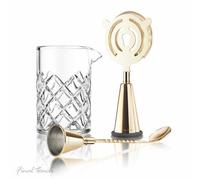 CKB LTD Final Touch Brass Cocktail Jigger Strainer Martini Mixing Set