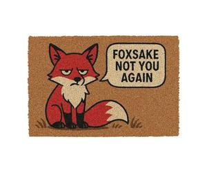 CKB LTD Foxsake Not You Again V2 Fox Themed Novelty Doormat Unique Joke Doormats Front Back Door Mats Made with a Non-slip PVC Backing, Natural Coir, Indoor Outdoor Size 60 x 40cm