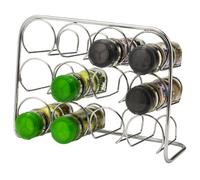 CKB LTD Free Standing Chromed Steel 12 Jar Kitchen Spice Rack Organiser For Worktop Or Cupboard