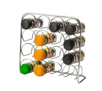 CKB LTD Free Standing Chromed Steel Metal 16 Jar Kitchen Spice Rack Organiser For Worktop Or Cupboard