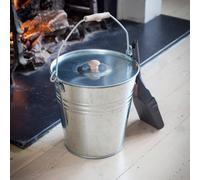 Ckb Ltd Galvanised Steel Fire Side Storage Bucket With Removable Lid Holder For Kindling Log Coal Storage Skuttle Bucket Ash-Bin