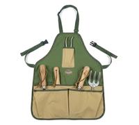 CKB LTD Garden Apron with Pockets for Tools - Adjustable Neck & Waist Belt Straps - Heavy Duty Gardening Apron Multifunction Organiser - Unisex One Size - Green