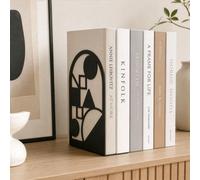 CKB Ltd Geometric Silhouette Metal Bookend Set For Shelf Display (Black)