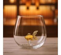 CKB LTD Goldfish Drinking Glass - 600ml Tumbler Novelty Fish Themed Design Glassware Unique Aquatic Gift for Water Juice or Cocktail Glass, Gift Boxed (Clear) Single 1pc