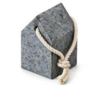 CKB LTD Granite Door Stop - Heavy 2.6kg Weighted Polished Stopper, Grey | Solid granite, 14 x 9cm, house-shaped with a leather carry loop for easy lifting and repositioning