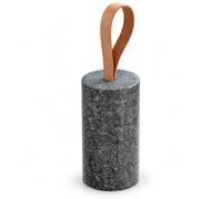 CKB LTD Granite Door Stop - Heavy 2kg Weighted Polished Stopper, Grey | Solid granite, 15 x 8 x 8cm, Cylindrical-shaped with a leather carry loop for easy lifting and repositioning.