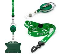 Ckb Ltd Green First Aid Lanyard With Retractable Clip And Id Badge Holder Set