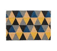 CKB LTD Grey Triangles Novelty Doormat - Geometric Natural Coir Welcome Door Mat with Non Slip PVC Backing, Indoor Outdoor, Front Back, 60 x 40cm