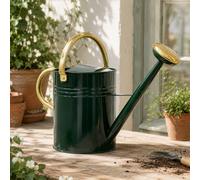 Ckb Ltd Heavy Duty Outdoor Watering Can Large 9.5L Dark Green Coloured Galvanised Steel With Removable Rose & Adjustable Handle