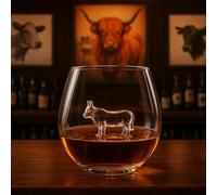 CKB LTD Highland Cow Bull Drinking Glass - 500ml Tumbler Novelty Cow Themed Design Glassware Unique Farmer Countryside Gift for Water Juice or Cocktail Glass, Gift Boxed (Clear) Single 1pc