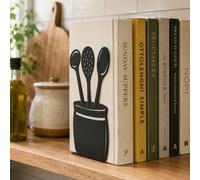CKB Ltd Kitchen Utensils Metal Bookend Set For Shelf Display (Black)