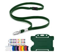 CKB LTD Lanyard with Card Holder - Includes 1x Eco-Friendly RPET Plain Safety Breakaway Lanyard Neck Strap with Metal Clip and 1x Matching Biodegradable Single Sided Rigid Plastic ID Badge (Green)