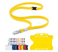 CKB LTD Lanyard with Card Holder - Includes 1x Eco-Friendly RPET Plain Safety Breakaway Lanyard Neck Strap with Metal Clip and 1x Matching Biodegradable Single Sided Rigid Plastic ID Badge (Yellow)