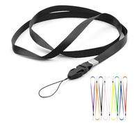 CKB LTD Lanyards Neck Strap ID Badge Holders Loop Clip 48cm for Gym Key Name Tag Badge Pass Holder USB Flash Drive Cell Phone Key ID Card Badge and Small Electronic Device (Black, Pack of 50)