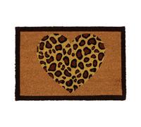 Ckb Ltd Leopard Love Heart Novelty Doormat Animal Print Decorative Natural Coir Welcome Mat Non Slip Pvc Backing Indoor Outdoor