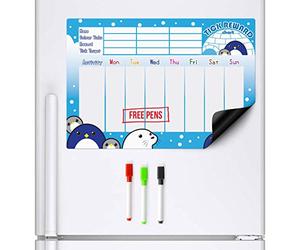CKB LTD® Magnetic REWARD CHART Penguin and Friends FRIDGE BOARD 7 Day Colourful Tick List For Refrigerators With 3 Markers Pens Activity Chore A3 Behaviour Charts Teaching Children Good Practices