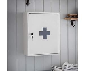 CKB LTD Medicine First Aid Medical Wall Mounted Cabinet Cupboard Locker with 3 Shelves & Lockable - Includes 2 Keys - Crafted in Powder Coated Steel H45 x W36 x D16cm