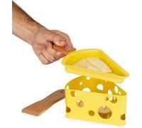 CKB Ltd Metal Yellow Cheese Wedge Slice Raclette Fromagette Tealight Melted Cheese Fondue Set Dish