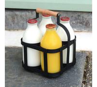 CKB LTD Milk Bottle Holder Powder Coated Steel Wire Metal Doorstep Crate Carrier Traditional Holds 4 Milk Bottles