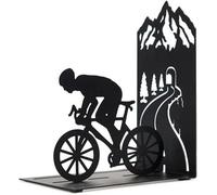 CKB Ltd Mountain Biking Cyclist Racing Scenic View Silhouette Black Metal Bookend