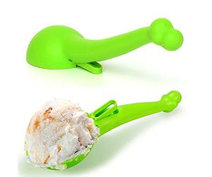 CKB LTD Ness Ice Cream Scoop with Releasing Trigger Novelty Fruit Cookie Dough Dessert Scooper Looks Like The Nessie Monster Dinosaur Food Safe Plastic - Green