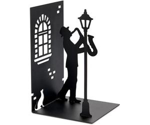 CKB Ltd Old School Classic Jazz Musician Playing Saxophone Blues Lamp Post Black Metal Bookend