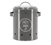 CKB LTD Onion Storage Container For Counter, Metal Kitchen Canister | 1.9L Vintage Grey Carbon Steel Bin, Vegetable Food Keeper Caddy with Aerating Holes & Lid