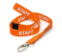 CKB LTD Orange Staff LANYARDS Breakaway Safety Lanyard Neck Strap Swivel Metal Clip for ID Card Holder - Pull Quick Release Design Pack of 100