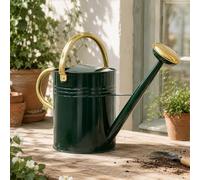 CKB LTD Outdoor Watering Can Large 9.5L - Dark Green Coloured Galvanised Steel with Removable Rose & Adjustable Handle For Big Small Gardens Flowers and Plants Heavy Duty
