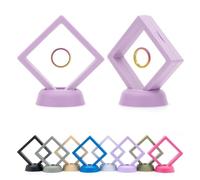 CKB LTD Pack of 5 3D Floating Frames Display Case Holder Storage Box Suspension Stand - Holds Jewellery, Gemstones, Collectable Coins and Hobby Craft Items (Mauve Purple) 7cm x 7cm x 2cm (Small)