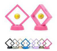 CKB LTD Pack of 5 3D Floating Frames Display Case Holder Storage Box Suspension Stand - Holds Jewellery, Gemstones, Collectable Coins and Hobby Craft Items (Pink) 7cm x 7cm x 2cm (Small)