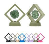 CKB LTD Pack of 5 3D Floating Frames Display Case Holder Storage Box Suspension Stand - Holds Jewellery, Gemstones, Collectable Coins and Hobby Craft Items (Green) 7cm x 7cm x 2cm (Small)