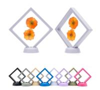 CKB LTD Pack of 5 3D Floating Frames Display Case Holder Storage Box Suspension Stand - Holds Jewellery, Gemstones, Collectable Coins and Hobby Craft Items (White) 11cm x 11cm (Large)