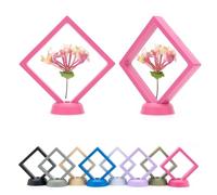 CKB LTD Pack of 5 3D Floating Frames Display Case Holder Storage Box Suspension Stand - Holds Jewellery, Gemstones, Collectable Coins and Hobby Craft Items (Pink) 11cm x 11cm (Large)