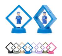 CKB LTD Pack of 5 3D Floating Frames Display Case Holder Storage Box Suspension Stand - Holds Jewellery, Gemstones, Collectable Coins and Hobby Craft Items (Blue) 7cm x 7cm x 2cm (Small)