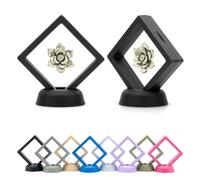 CKB LTD Pack of 5 3D Floating Frames Display Case Holder Storage Box Suspension Stand - Holds Jewellery, Gemstones, Collectable Coins and Hobby Craft Items (Black) 7cm x 7cm x 2cm (Small)