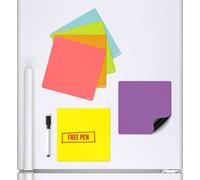 CKB LTD Pack Of 6 Coloured Squares Magnetic Whiteboards Dry Wipe Memo Refrigerator Board