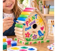 CKB LTD Paint Your Own Wooden Bird House DIY Birdhouse Craft Project | Creative unfinished wood bird house to paint and personalise, 32mm nesting entrance. Fully Assembled