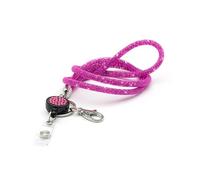 CKB LTD Pink Sparkle Lanyard Rhinestone Glitter Crystal Gems Neck Strap with Swivel Metal Clip and Sparkly Bling Retractable Reel ID Badge Holder Clip 1pc