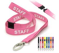 CKB LTD Pink Staff LANYARDS Breakaway Safety Lanyard Neck Strap Swivel Metal Clip for ID Card Holder - Pull Quick Release Design Pack of 100