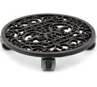 Ckb Ltd Plant Caddy With Wheels Heavy Duty Cast Iron Metal Round Flower Pot Dolly Roller With Lockable Caster Indoor Outdoor