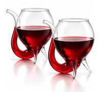 CKB LTD Port Sipper Glasses Set of 2 250ml SIPPO Wine Sipping Gift Set | Traditional Port Sipping Glasses with Built-In Drinking Spout - 250ml Borosilicate Glass