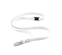 Ckb Ltd Premium Lanyards Neck Strap With Breakaway And Swivel Metal Clip For Id Card Holder Lanyard Plain (White, Pack Of 100)